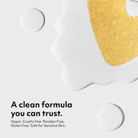 Texture shot of collagen face mask (Korean) essence with text confirming it is paraben-free and safe for sensitive skin